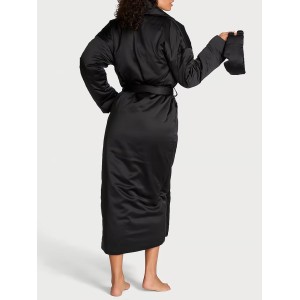Халат + Маска для сна Dream Satin Duvet Robe & Eye Mask Set Black
