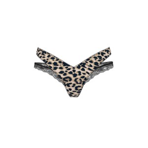 Трусики Rose Lace-Trim Cut-Out Thong Panty Leopard