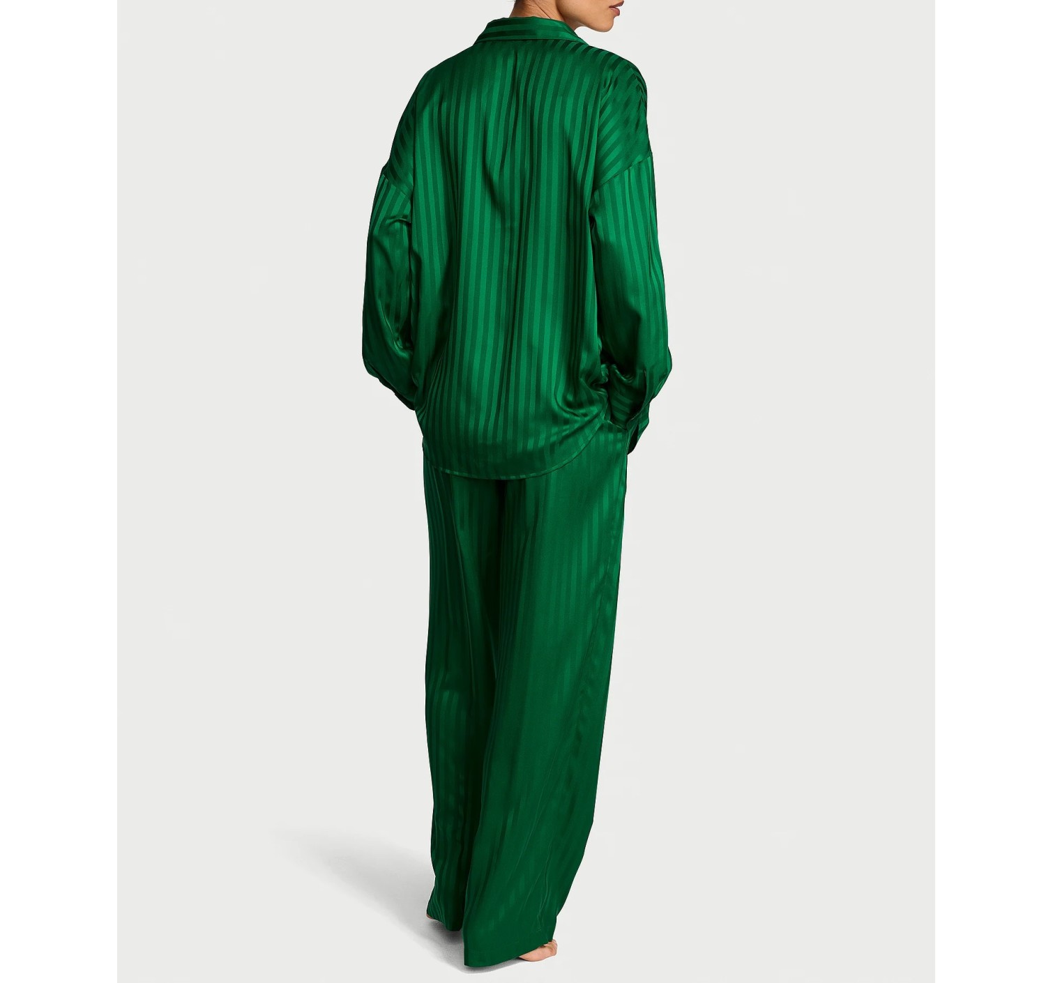 Пижама Signature Satin Oversized Long Pajama Set Prettiest Pine Stripes