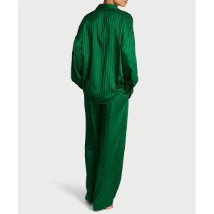 Пижама Signature Satin Oversized Long Pajama Set Prettiest Pine Stripes