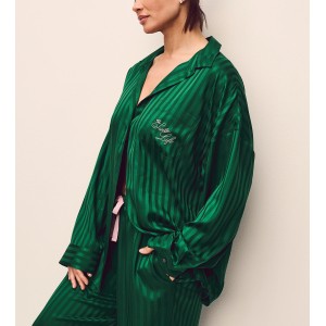 Пижама Signature Satin Oversized Long Pajama Set Prettiest Pine Stripes