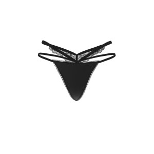Трусики Rose Lace-Trim Strappy Cut-Out V-String Panty Black