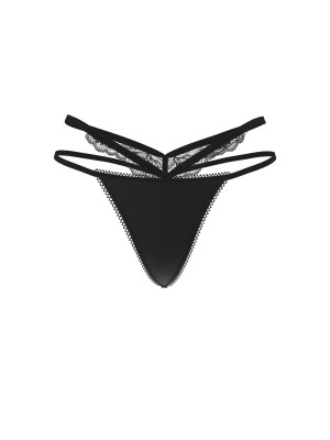 Трусики Rose Lace-Trim Strappy Cut-Out V-String Panty Black