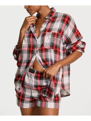 Піжама Modal-Cotton Long-Sleeve Short Pajama Set Plaid