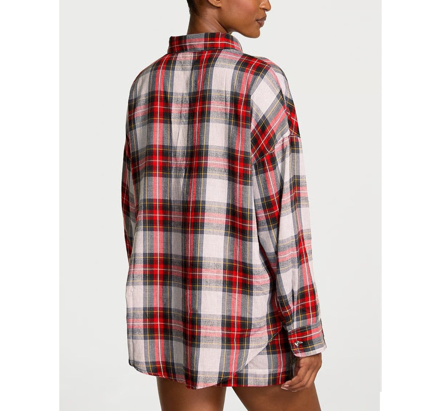 Пижама Modal-Cotton Long-Sleeve Short Pajama Set Plaid