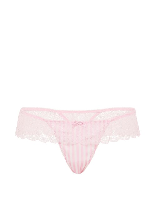Трусики Tease Satin Lace-Trim Skirted Thong Panty Pink Heritage Stripes