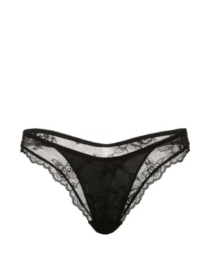 Трусики Rose Lace Overlay Thong Panty Black