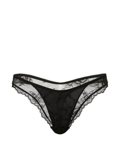 Трусики Rose Lace Overlay Thong Panty Black
