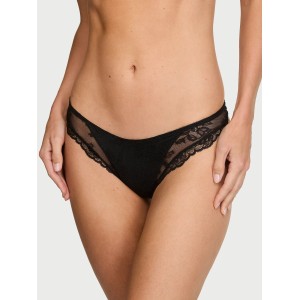 Трусики Rose Lace Overlay Thong Panty Black