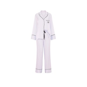 Піжама Signature Satin Long Pajama Set Purple Whisper & Party On Purple