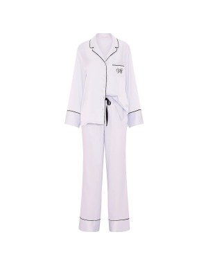 Піжама Signature Satin Long Pajama Set Purple Whisper & Party On Purple