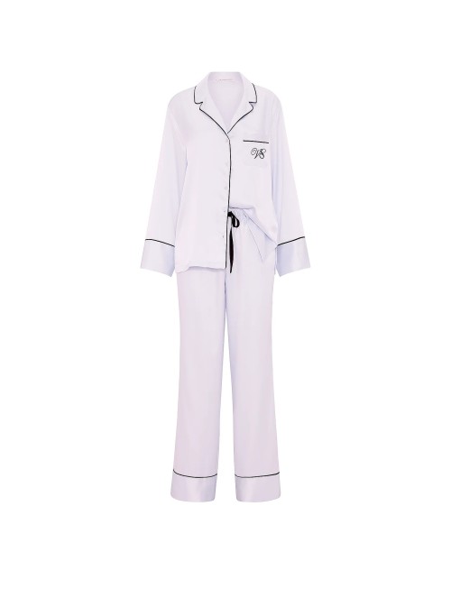 Пижама Signature Satin Long Pajama Set Purple Whisper & Party On Purple