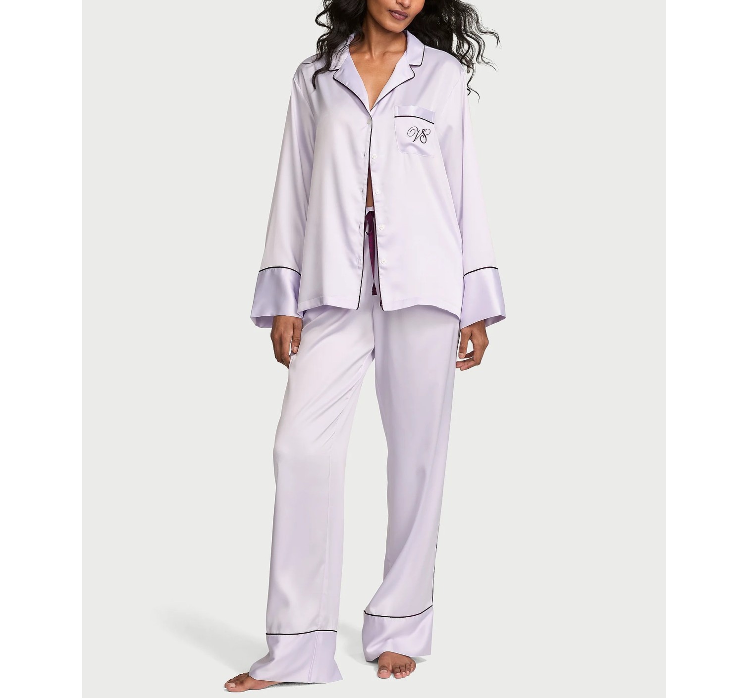 Піжама Signature Satin Long Pajama Set Purple Whisper & Party On Purple