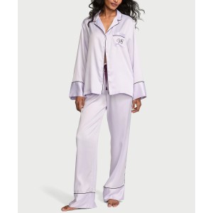 Піжама Signature Satin Long Pajama Set Purple Whisper & Party On Purple