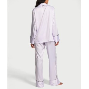Піжама Signature Satin Long Pajama Set Purple Whisper & Party On Purple