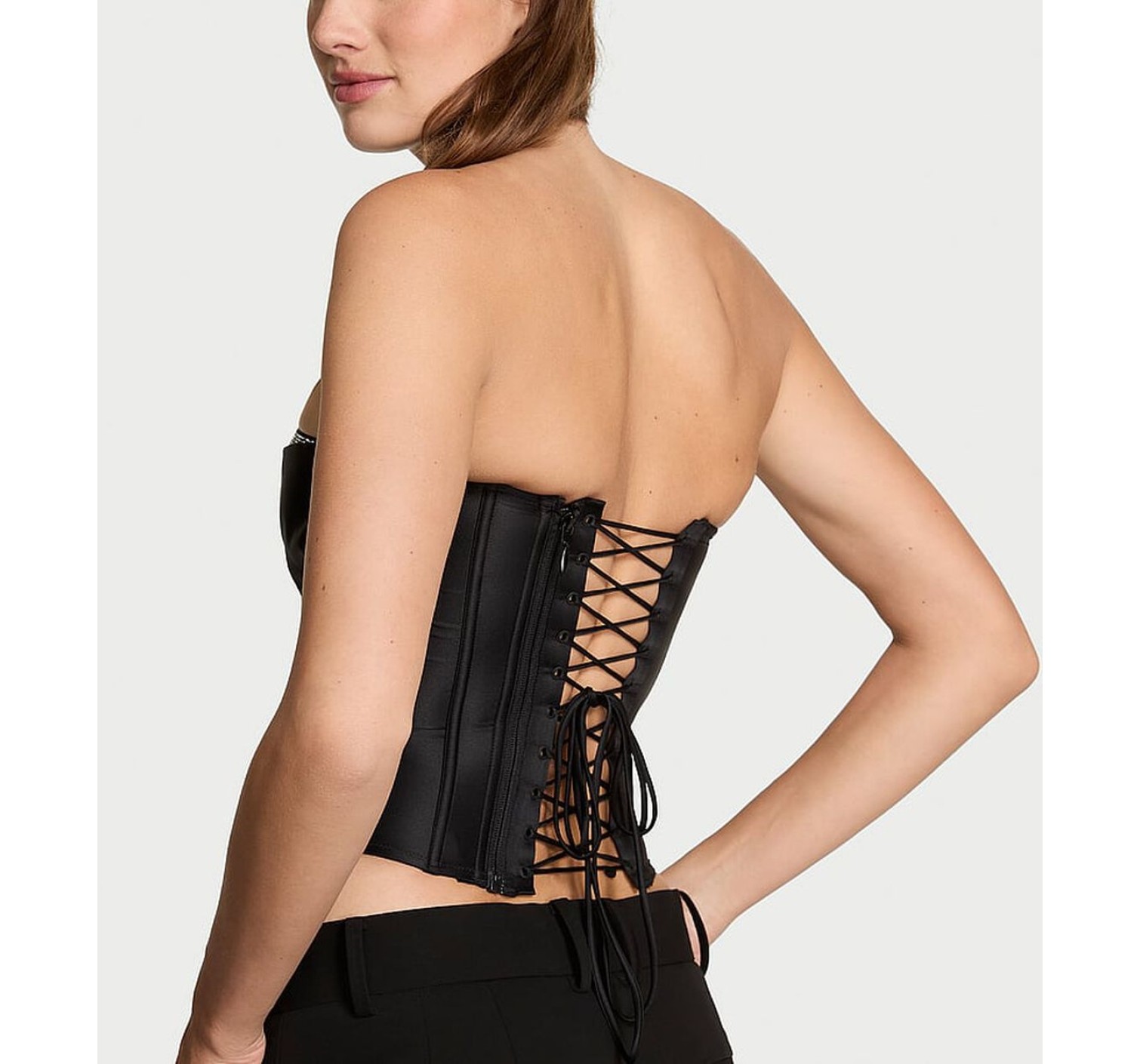 Комплект Gradient Shine Strapless Corset Top Set Black