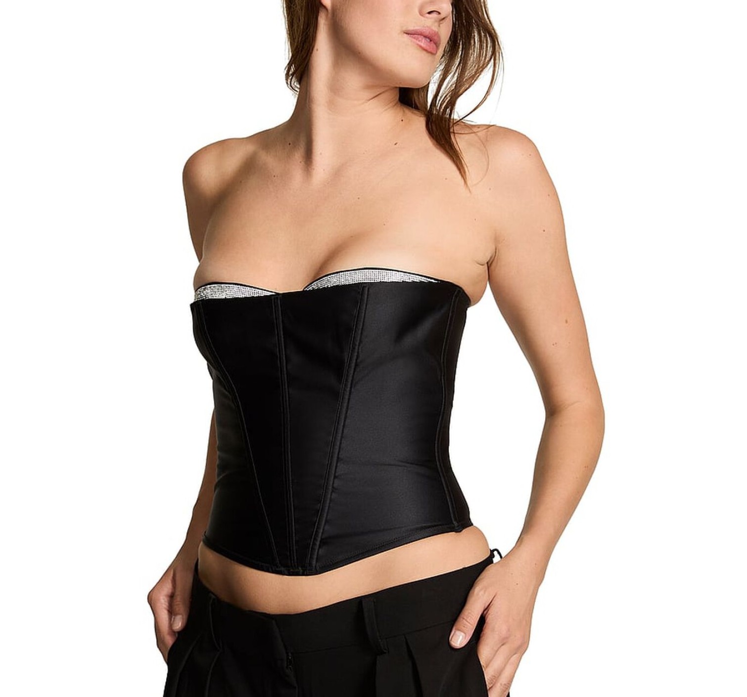 Комплект Gradient Shine Strapless Corset Top Set Black