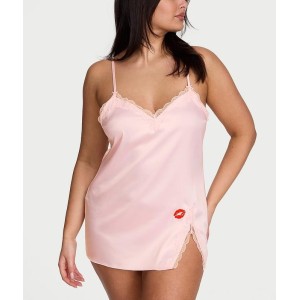 Пеньюар Tease Satin Lace-Trim Mini Slip Dress Angel Pink