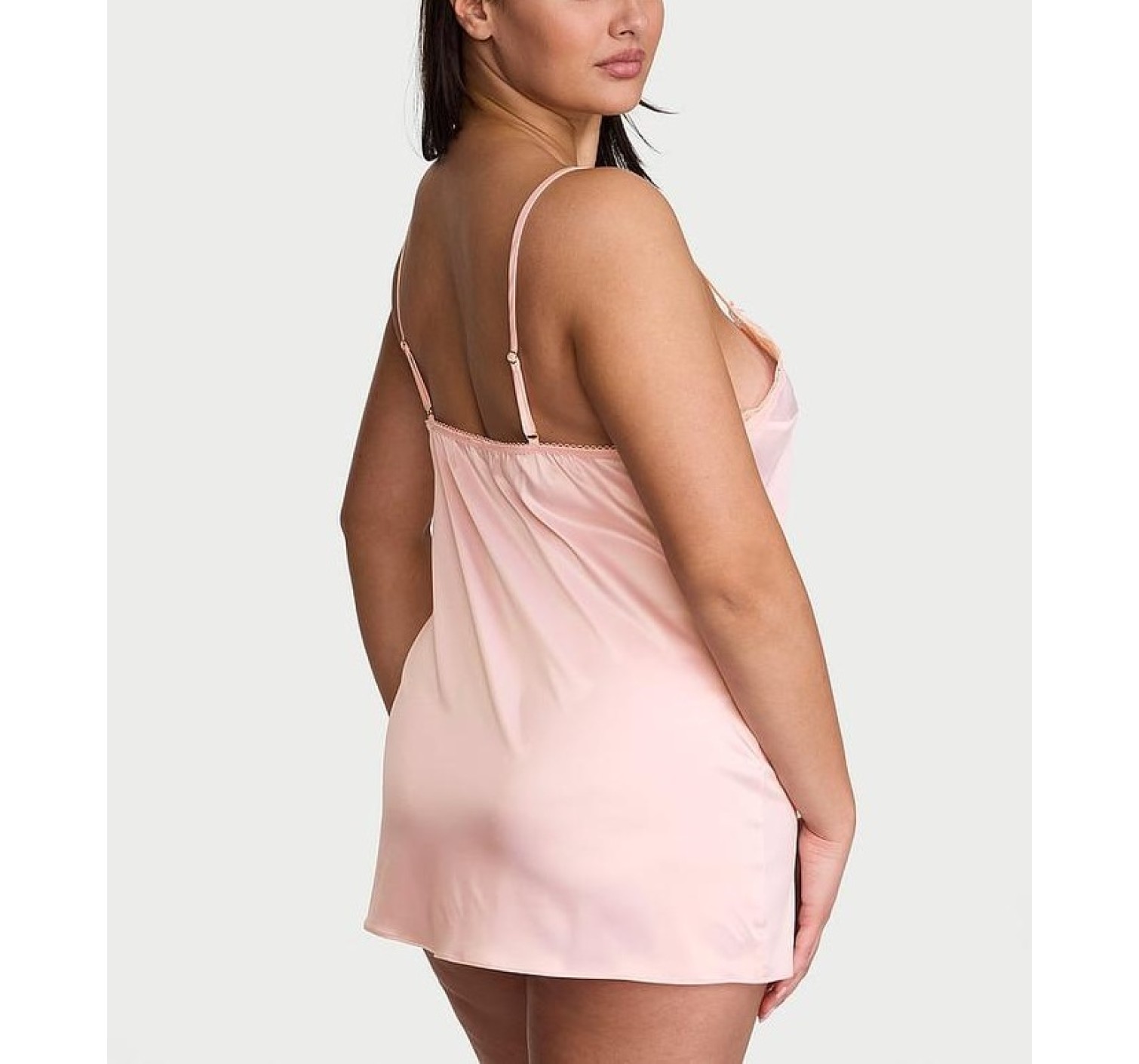 Пеньюар Tease Satin Lace-Trim Mini Slip Dress Angel Pink