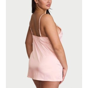 Пеньюар Tease Satin Lace-Trim Mini Slip Dress Angel Pink