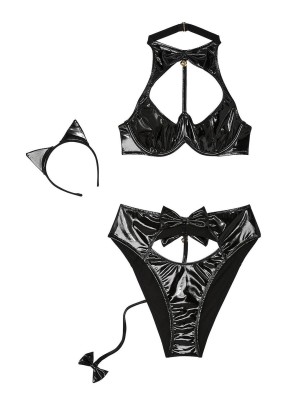 Комплект Tease Patent Cat Ears Costume Balck Set