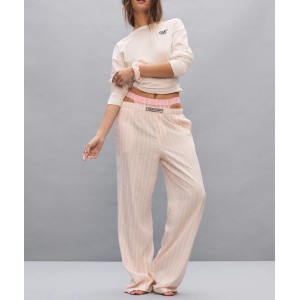 Піжама Flannel Long Tee-Jama & Scrunchie Set White & Pink Shimmer Heritage Stripes