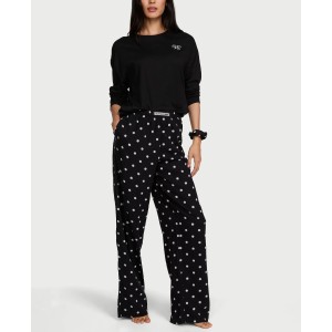 Піжама Flannel Long Tee-Jama & Scrunchie Set Black & White Dots