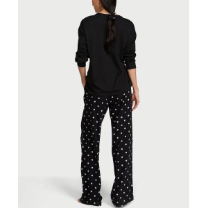 Піжама Flannel Long Tee-Jama & Scrunchie Set Black & White Dots