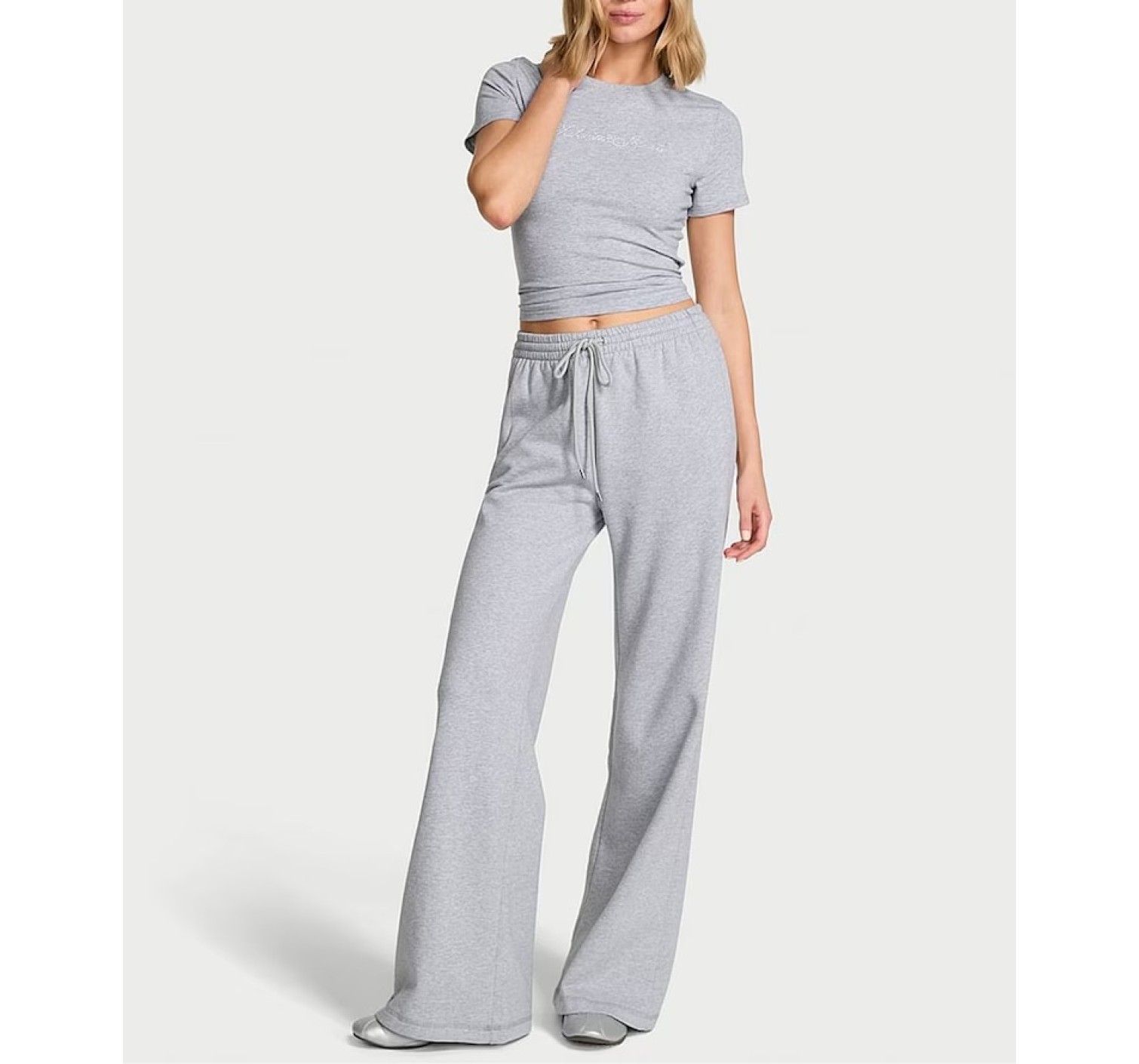 Костюм Medium Heather Fleece Hoodie Wide Leg Fleece Joggers Set Grey 