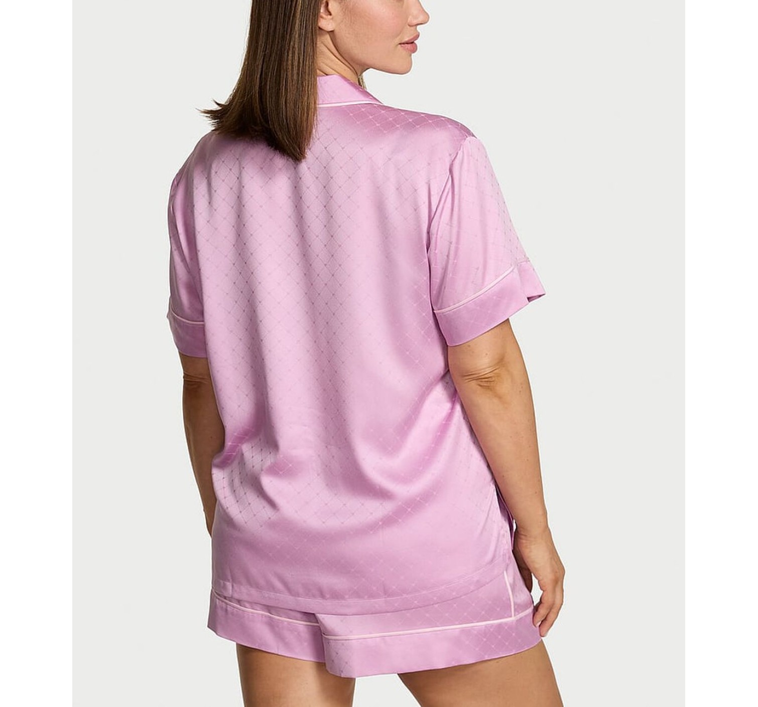 Пижама Glazed Satin Heart Short Pajama Set Bikini Pink Jacquard Heart Pocket