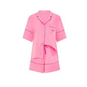 Піжама Signature Satin Short Pajama Set Sexy Little Pink & Pink Fire