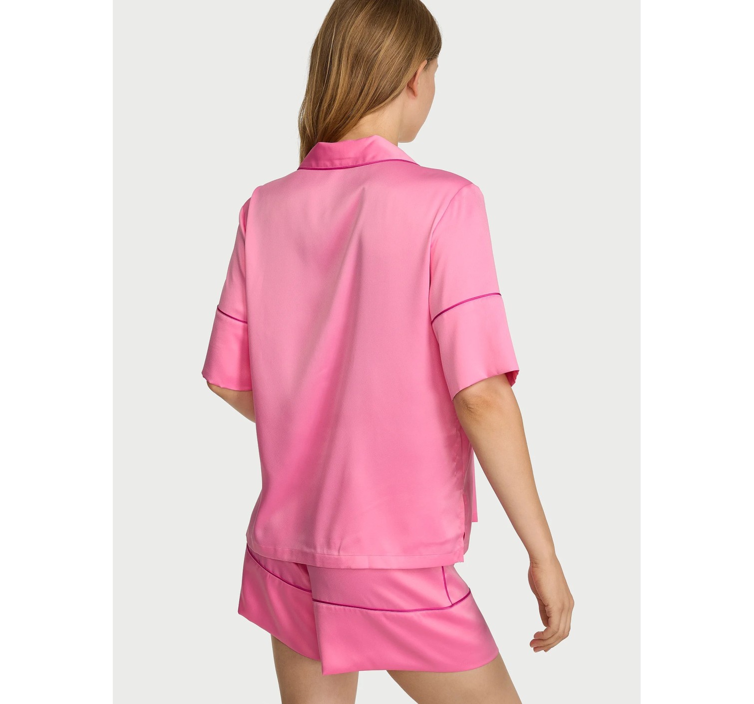 Піжама Signature Satin Short Pajama Set Sexy Little Pink & Pink Fire