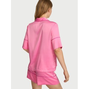 Піжама Signature Satin Short Pajama Set Sexy Little Pink & Pink Fire