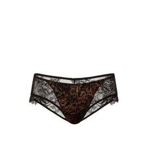 Комплект Low-Cut Push-Up Bra Rose Lace Overlay Cheeky Panty Set Leopard