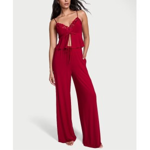 Піжама Lace Modal Cami & Wide Leg Trousers Set Red Lacquer 