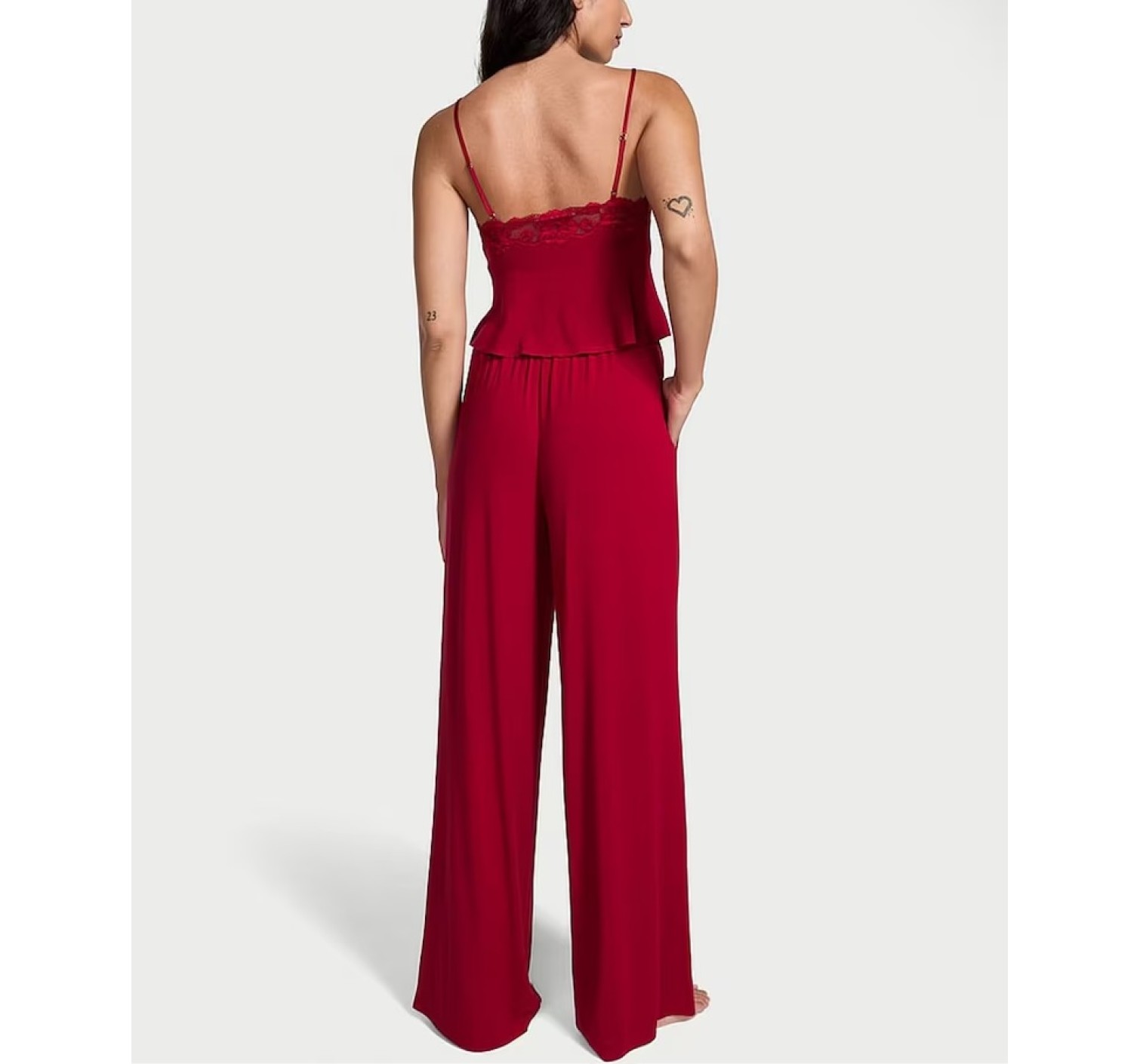 Піжама Lace Modal Cami & Wide Leg Trousers Set Red Lacquer 