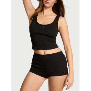 Піжама 100% Cotton Tank Short Pajama Set Black