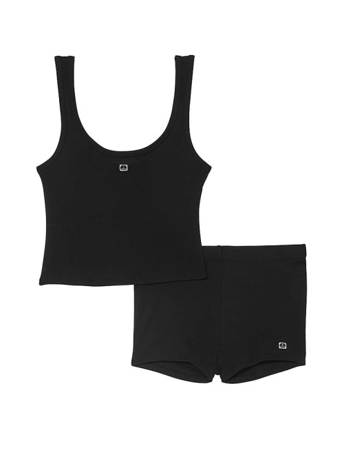 Пижама 100% Cotton Tank Short Pajama Set Black