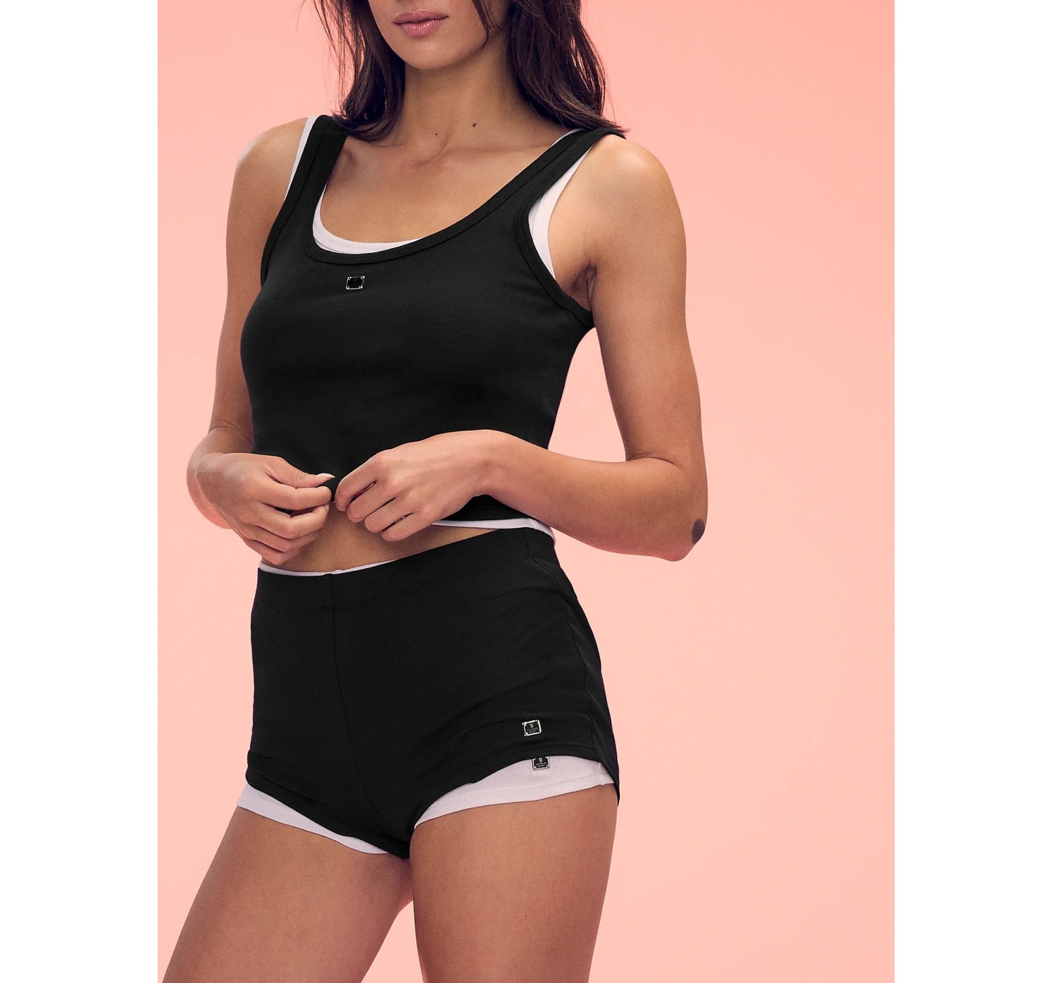 Піжама 100% Cotton Tank Short Pajama Set Black