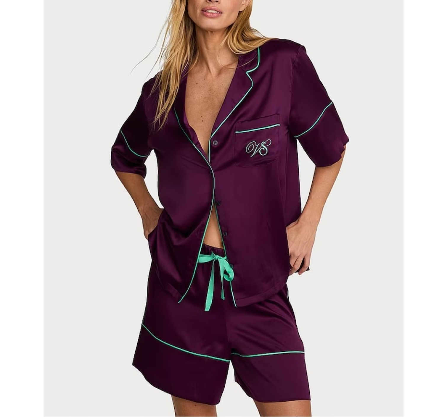 Піжама Satin Short Pyjamas Set Party On Purple 