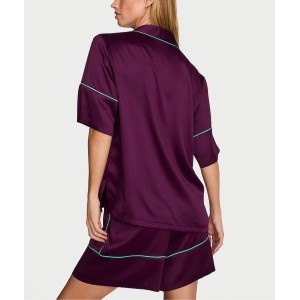 Піжама Satin Short Pyjamas Set Party On Purple 
