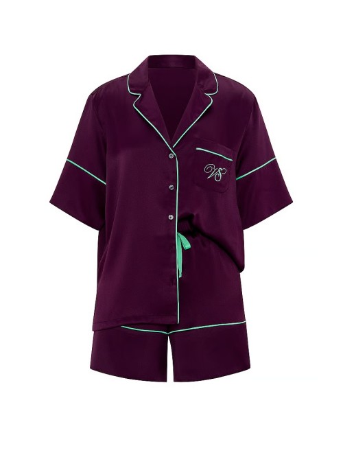 Пижама Satin Short Pyjamas Set Party On Purple