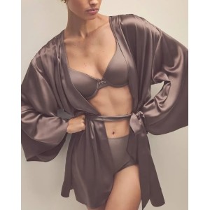 Халат Satin Short Robe Cloudy Grey