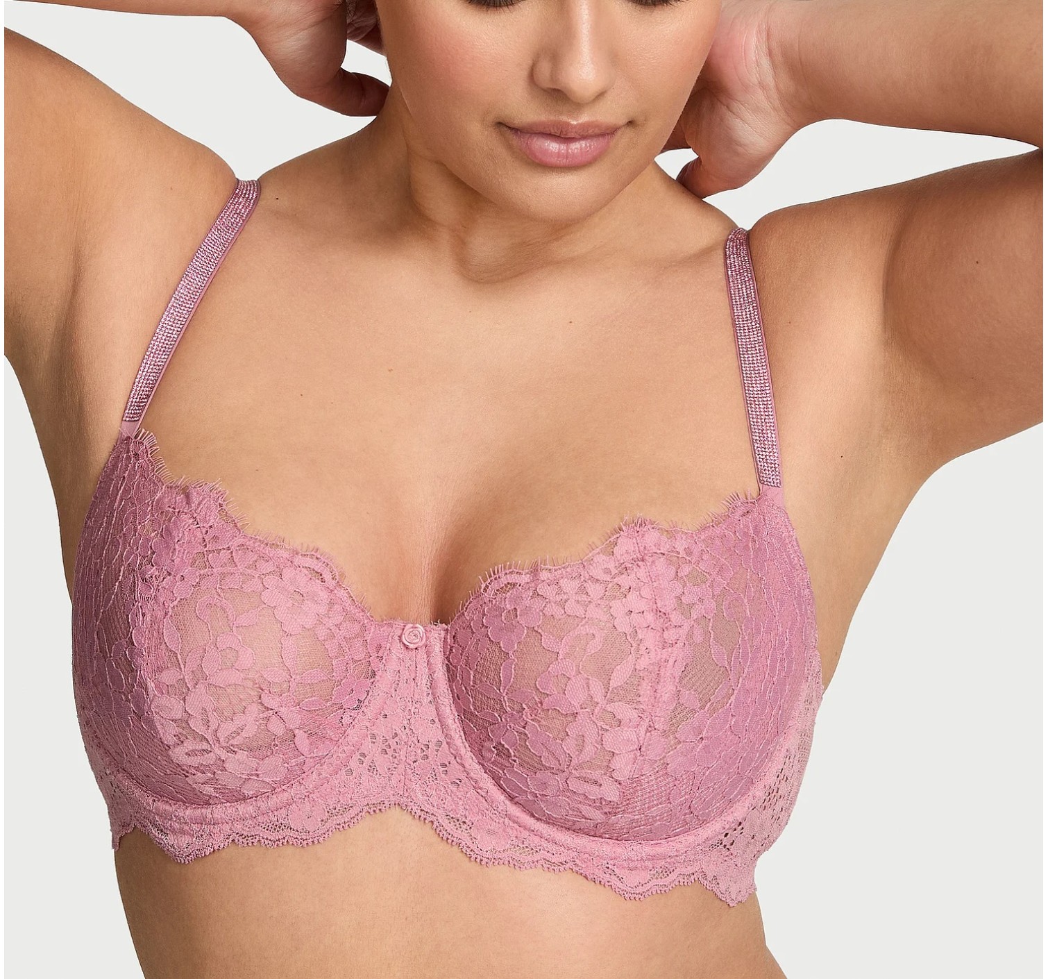 Комплект білизни Wicked Twinkle Lace Unlined Balconette Bra Thong Set Dusk Mauve
