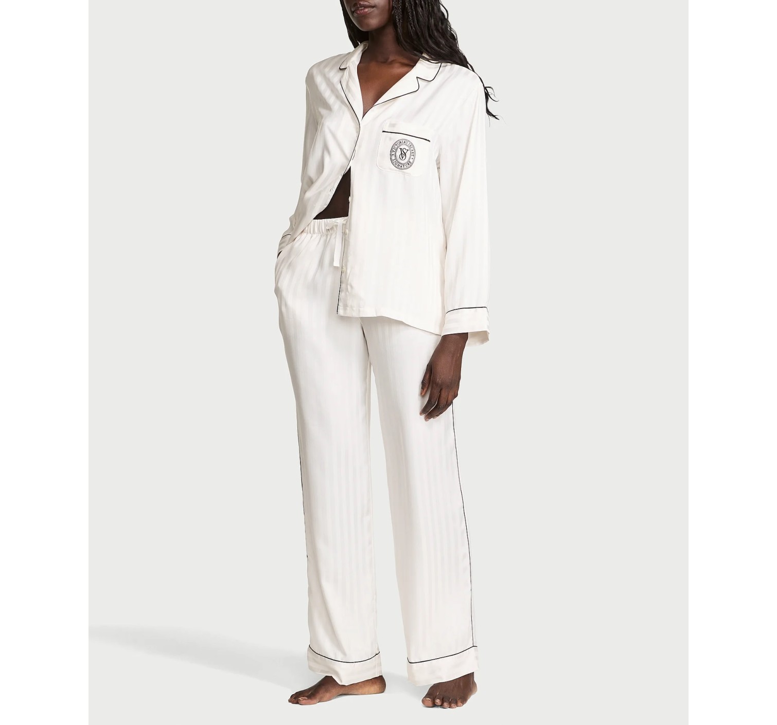 Піжама Glazed Satin Long Pajama Set Coconut White