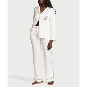 Піжама Glazed Satin Long Pajama Set Coconut White
