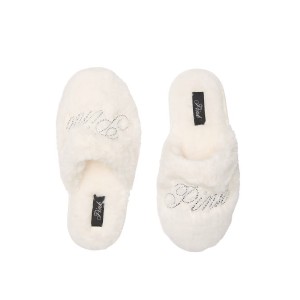 Капці для дому Faux-Fur Closed-Toe Slippers White Bling Logo