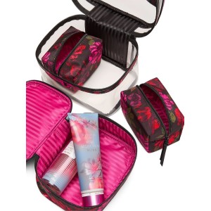 Косметичка 4 Piece Makeup Bag Black Floral
