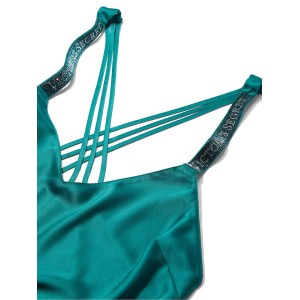 Пеньюар Shine Satin Strappy Back Slip True Teal Blue 