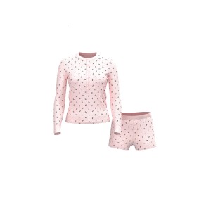 Піжама Cozy Pointelle Henley Short Pajama Set Angel Pink Mistletoe Graphic